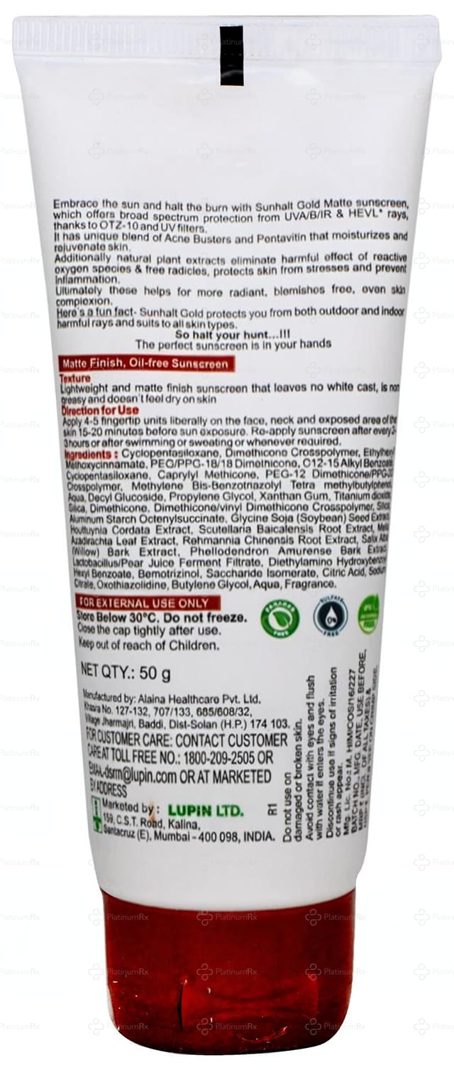 Sunhalt Gold Matte Spf 90+ Cream 50gm