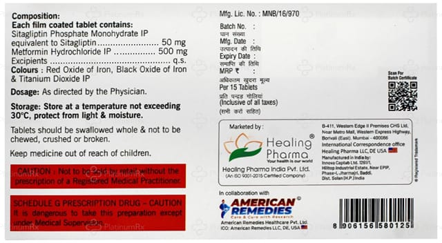 Sitasmart-M 50mg/500mg Tablet 15s