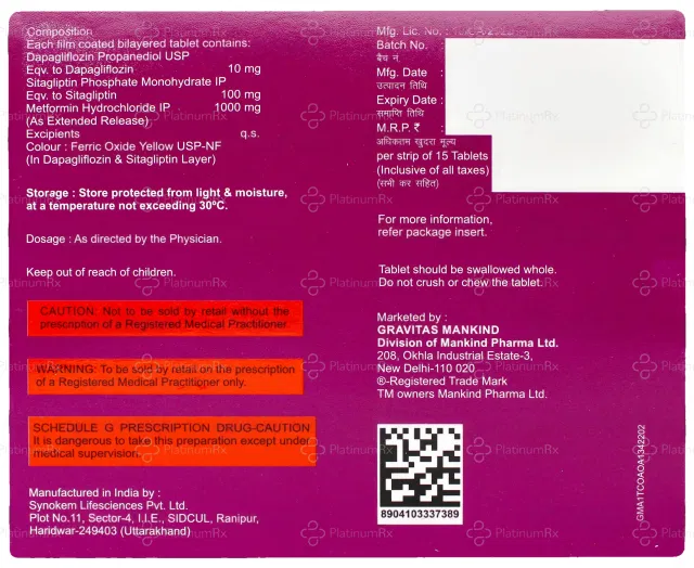 Sitaday DM Forte 10/100/1000mg Tablet 15s