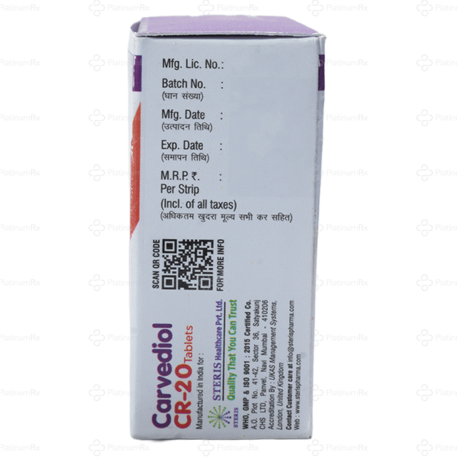 Carvediol CR 20mg Tablet ER 10s
