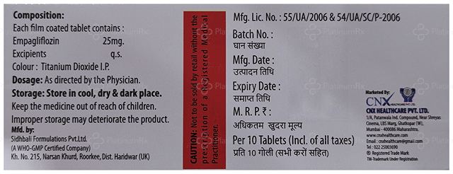 Emfalin 25mg Tablet 10s