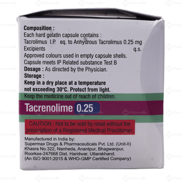 Tacrenolime 0.25mg Capsule 10s