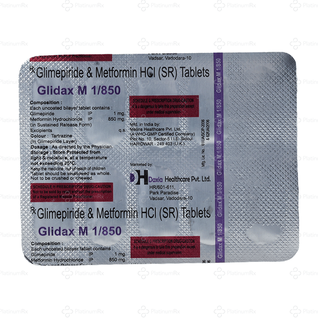Glidax M 1/850mg Tablet SR 10s