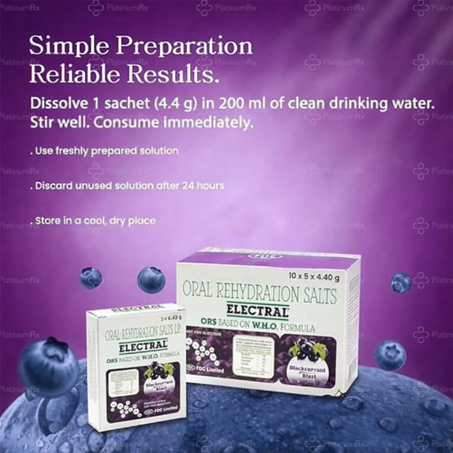 Electral ORS Blackcurrant Flavour Powder 21.8gm