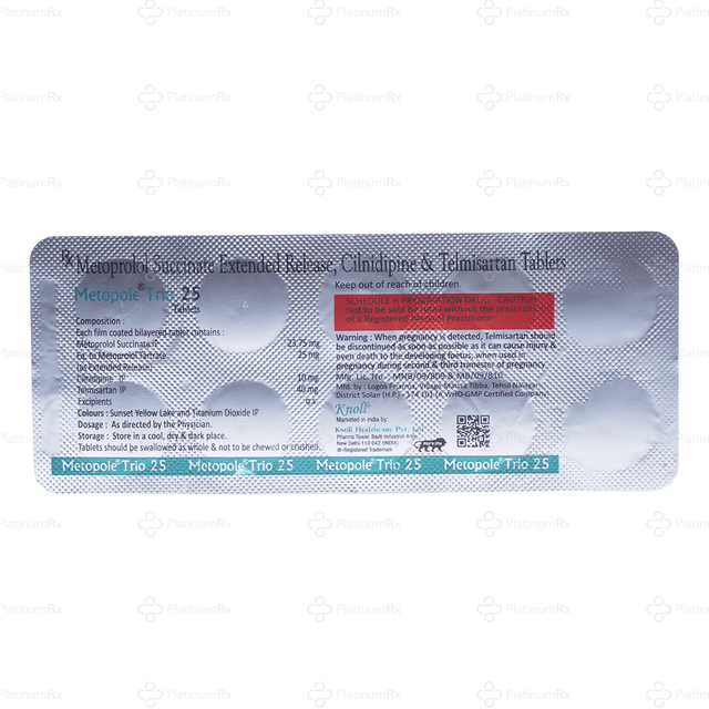 Metopole Trio 10/25/40mg Tablet ER 10s