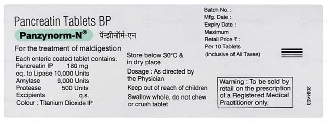 Panzynorm N 180mg Tablet 10s
