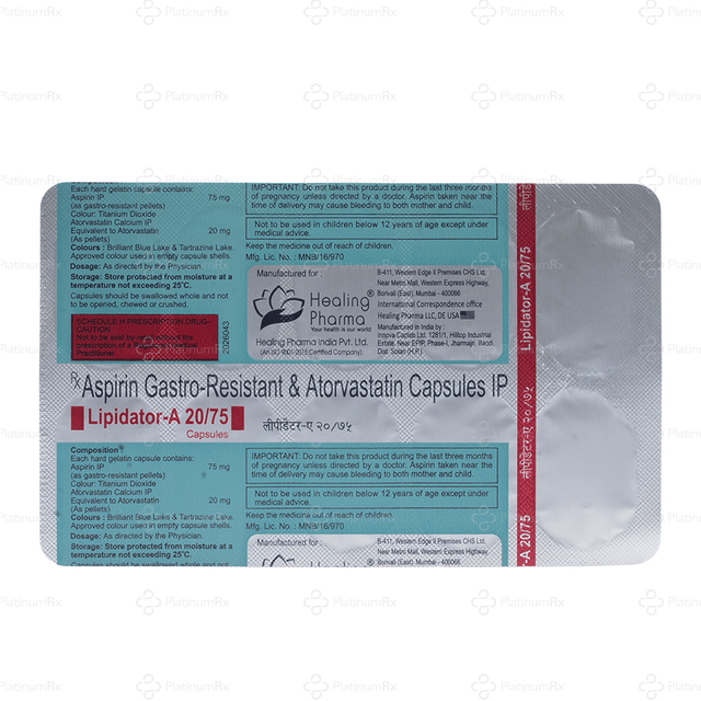 Lipidator A 20/75mg Capsule 10s