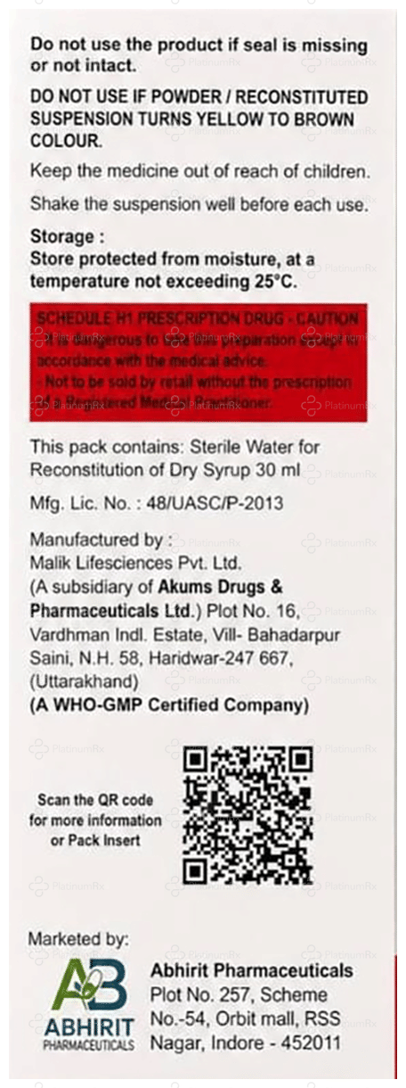 Abdox CV 100/62.5mg Oral Solution 30ml