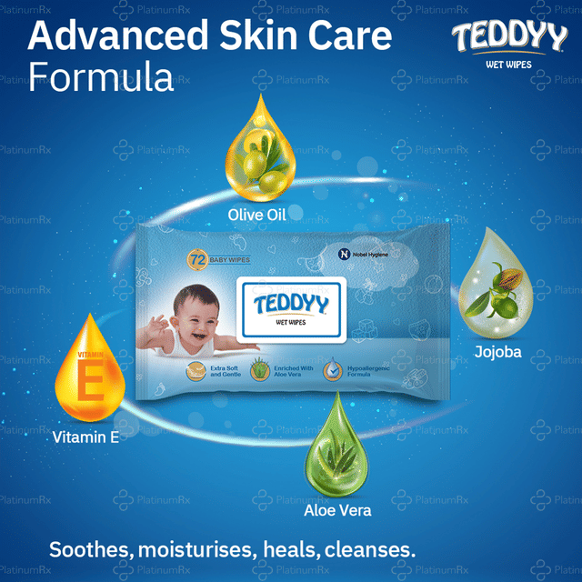 Teddyy With Lid Wet Wipes 72s