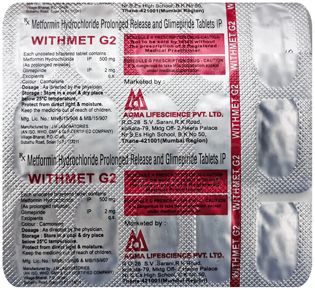 Withmet G 2/500mg Tablet PR 15s