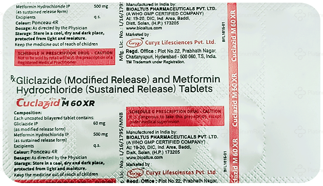Cuclazid M 60/500mg XR Tablet SR 10s