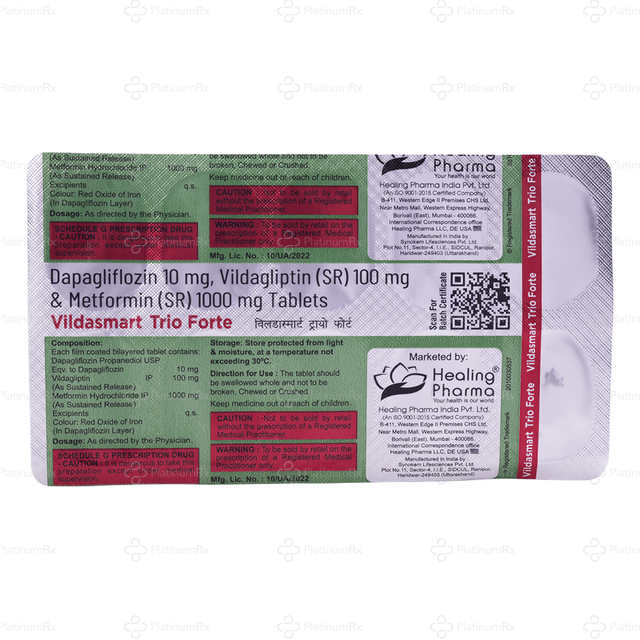 Vildasmart Trio Forte 10/1000/100mg Tablet SR 10s