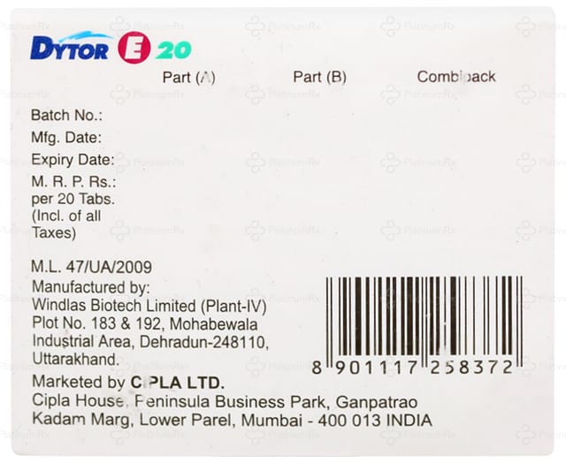 Dytor E 20/25mg Combi Kit 10s