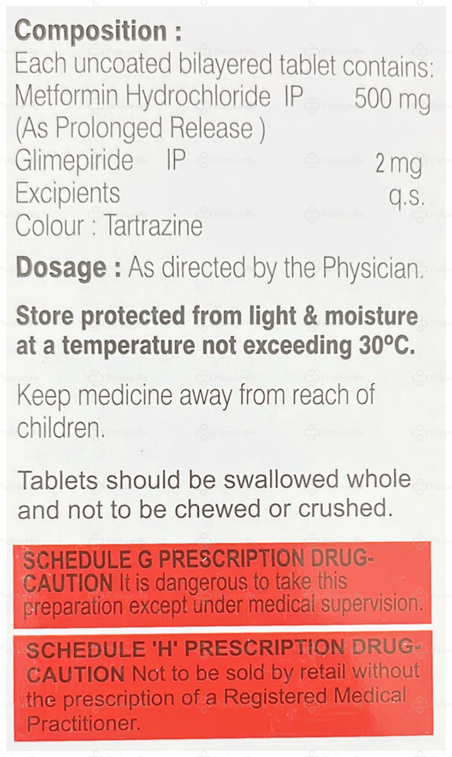 Glimgram M 2/500mg Tablet PR 10s