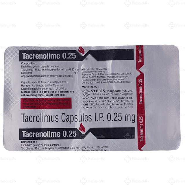 Tacrenolime 0.25mg Capsule 10s