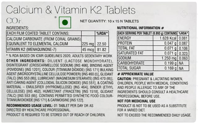 Corcium K2 225mg Tablet 15s
