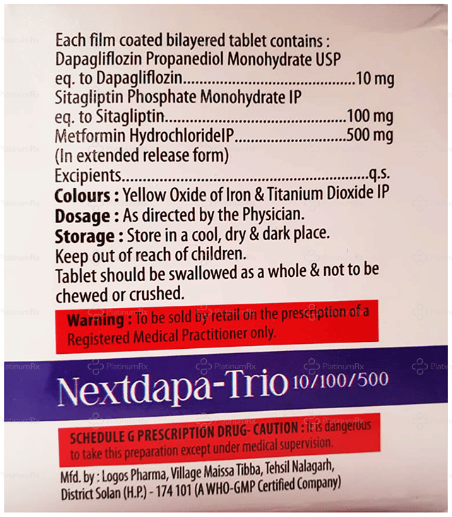 Nextdapa Trio 10/500/100mg Tablet ER 10s