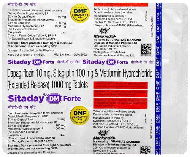 Sitaday DM Forte 10/100/1000mg Tablet 15s