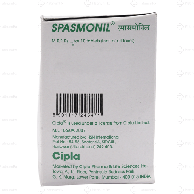Spasmonil 20/325mg Tablet 10s