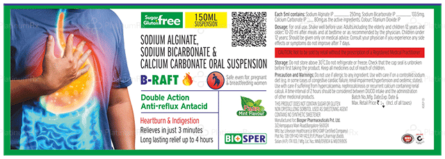 B Raft Paan Mint Sugar Free & Gluten Free Oral Suspension 150ml