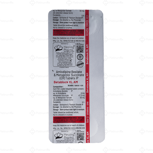Betablock XL AM 5/50mg Tablet 10s