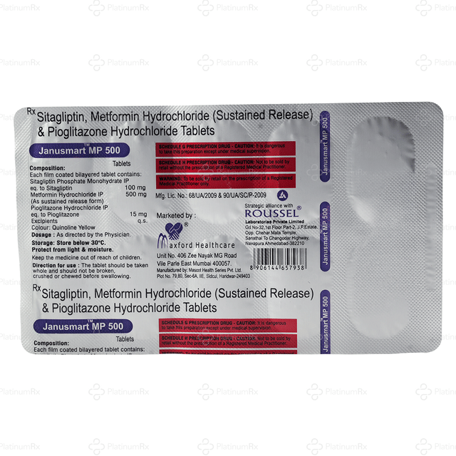 Janusmart MP 500/100/15mg Tablet SR 10s
