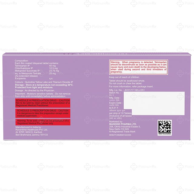 Telmikind MCT 25/40/12.5mg Tablet ER 10s