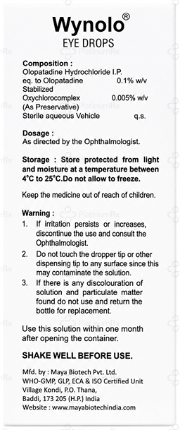 Wynolo 0.1% Ophthalmic Solution 5ml