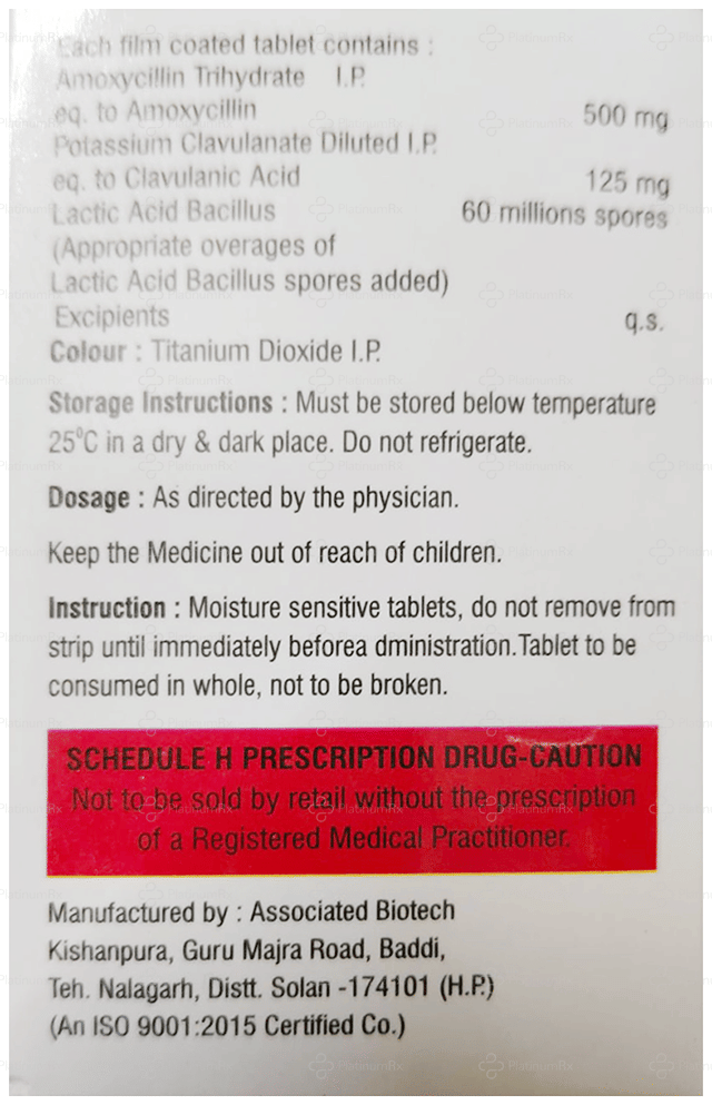 Alixclav 500/125mg/60M Tablet 10s