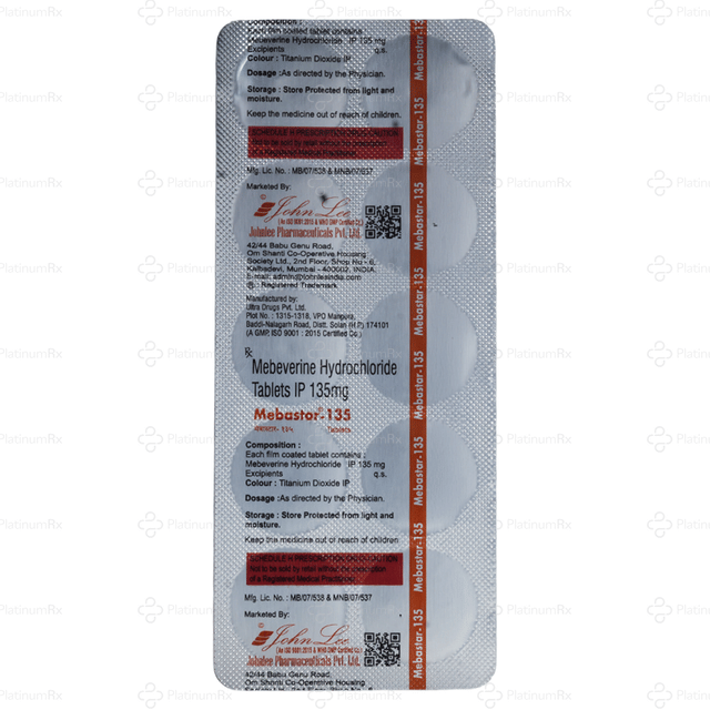 Mebastar 135mg Tablet 10s