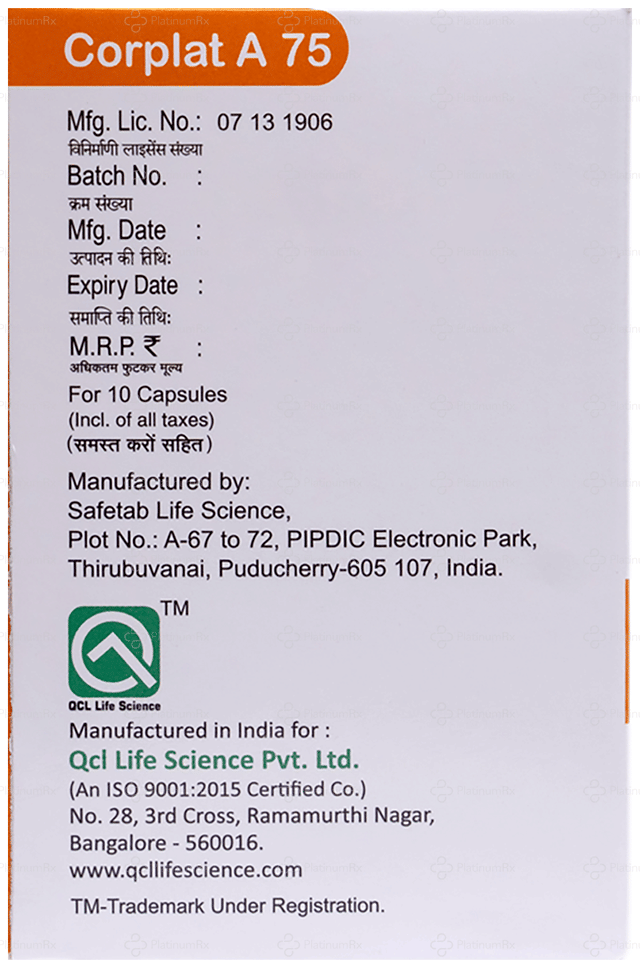 Corplat A 75/75mg Capsule 10s