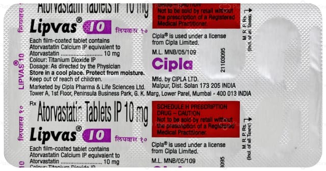 Lipvas 10mg Tablet 10s