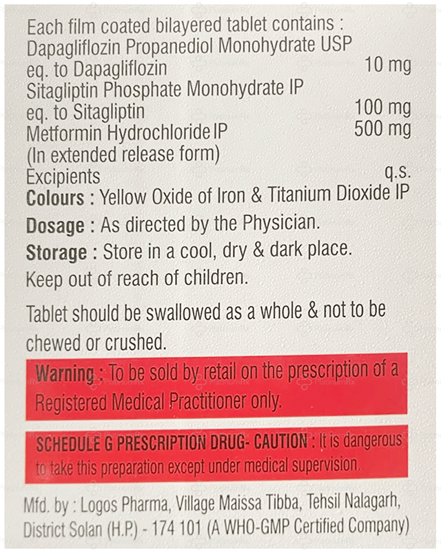 Dapamore Trio 10/500/100mg Tablet ER 10s