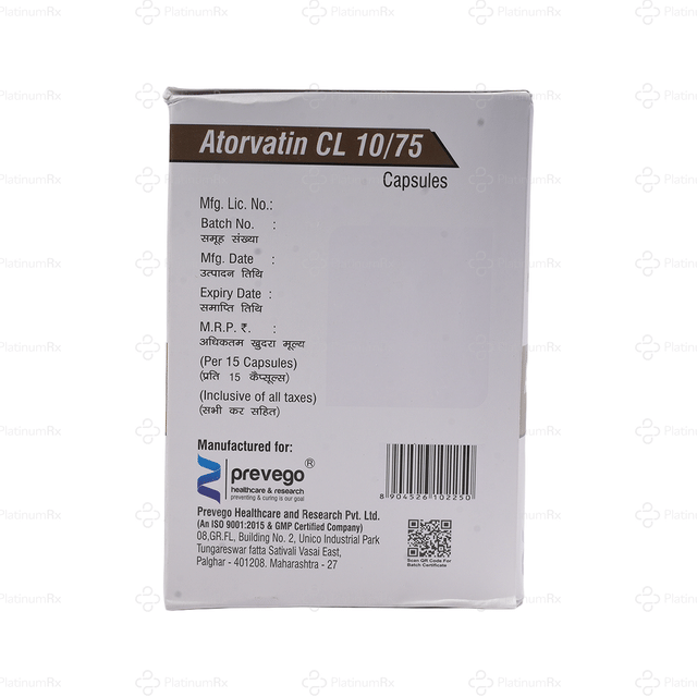 Atorvatin CL 10/75mg Capsule 15s