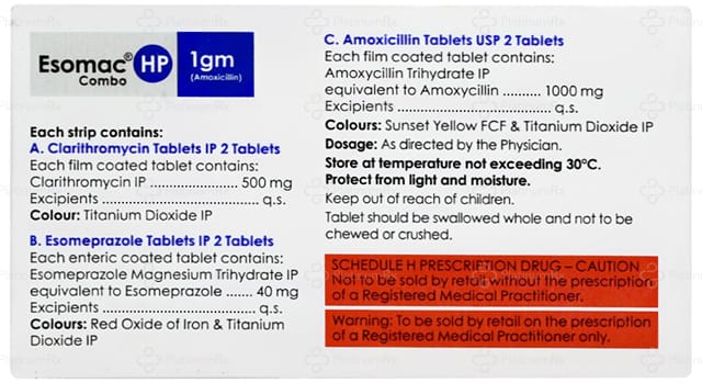 Esomac HP Combo 1000/500/40mg Tablet 6s