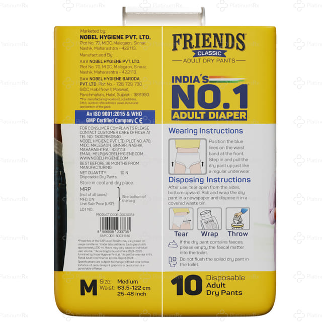 Friends Classic Adult Dry Pant Medium Diaper 10s