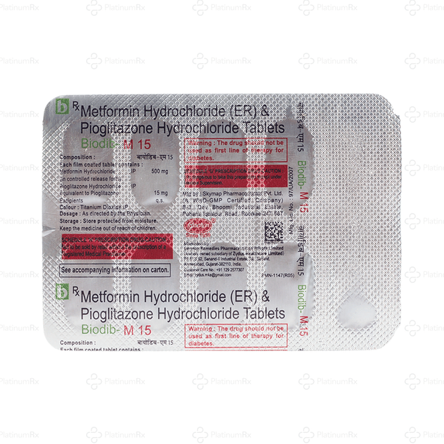 Biodib M 15/500mg Tablet ER 10s