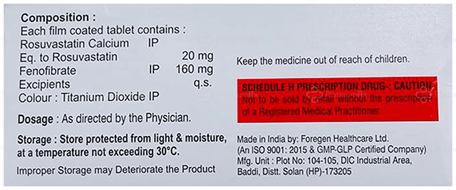 Rosuvafern F 160/20mg Tablet 10s