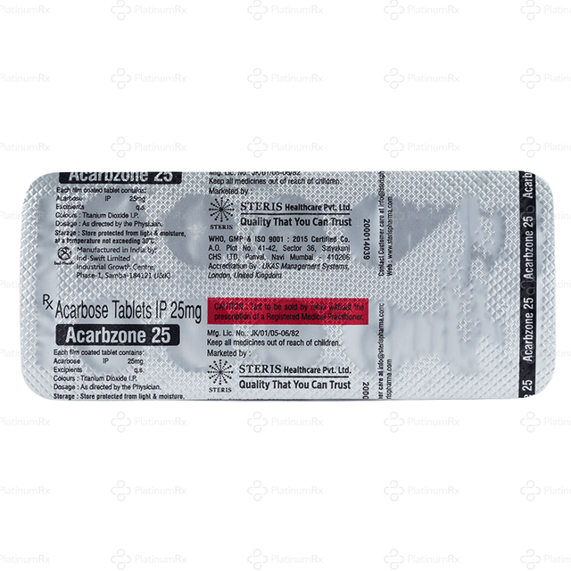 Acarbzone 25mg Tablet 10s