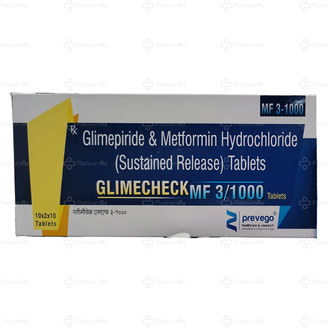 Glimecheck MF 3/1000mg Tablet 10s