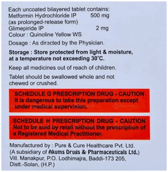 Glimetron 2/500mg Tablet PR 15s