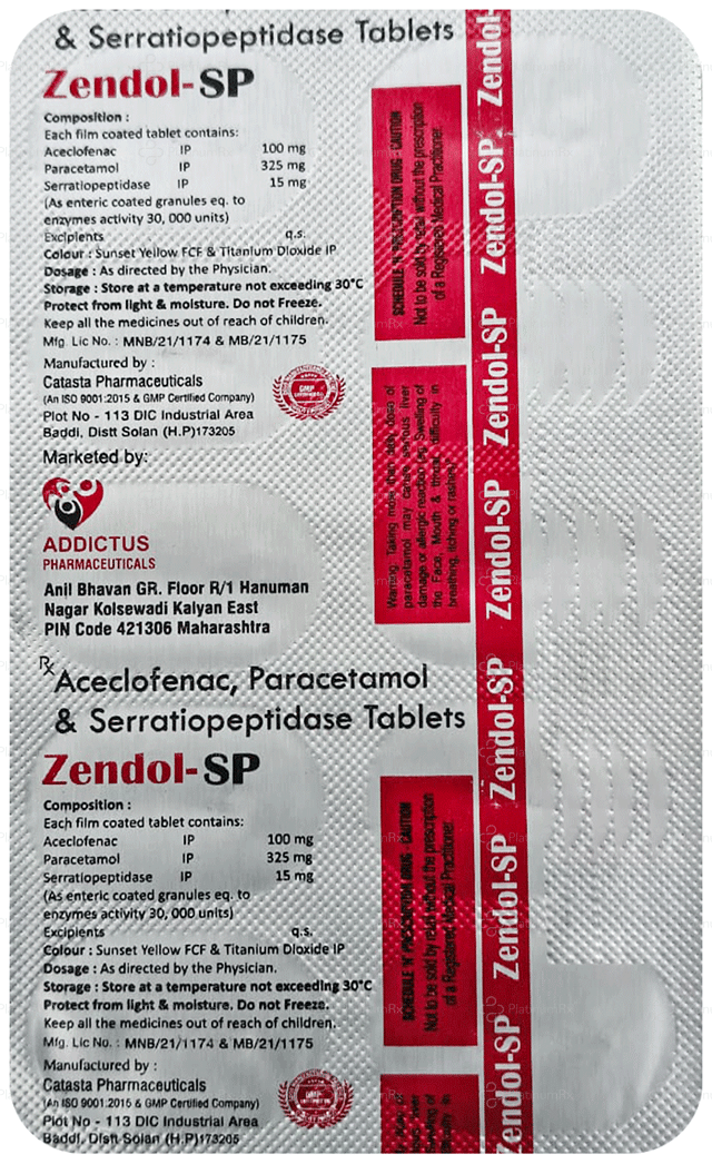 Zendol SP 100/325/15mg Tablet 10s