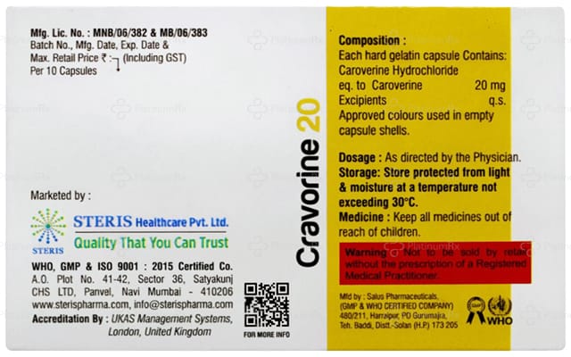 Cravorine 20mg Capsule 10s