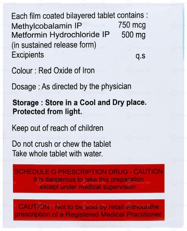 Rejumet 500mg/750mcg Tablet SR 10s