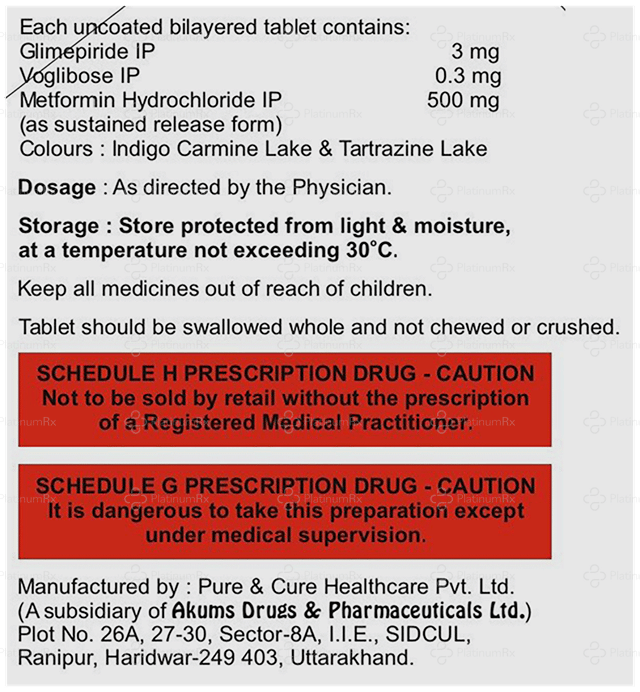 Gliris MV 3/500/0.3mg Tablet SR 15s