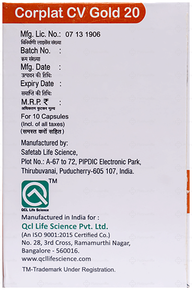 Corplat CV Gold 75/20/75mg Capsule 10s