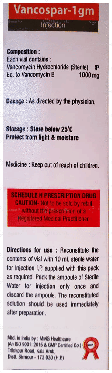 Vancospar 1000mg Injection 1s