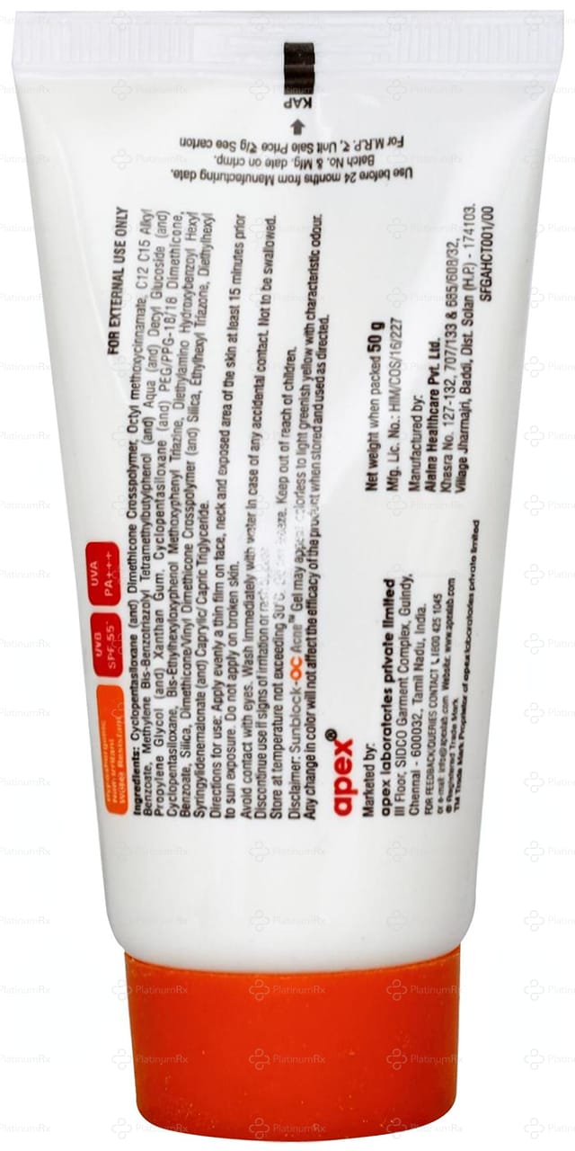 Sunblock OC Acne SPF 55+ PA+++ Matte Gel 50gm