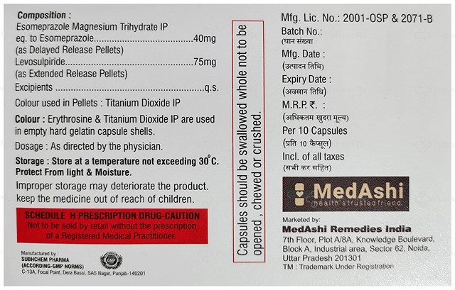 Esoeasy L 40/75mg Capsule SR 10s