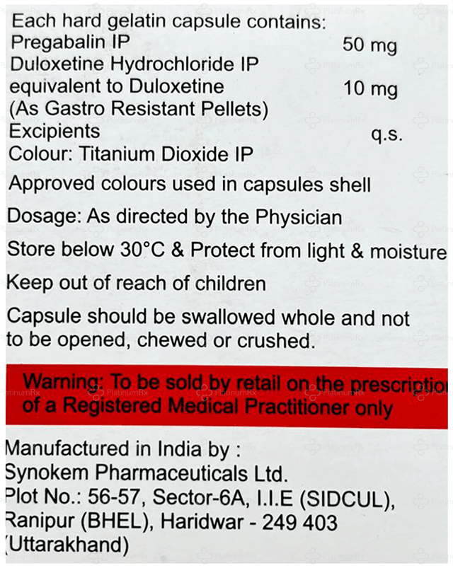 Dubelta P 10/50mg Capsule 10s
